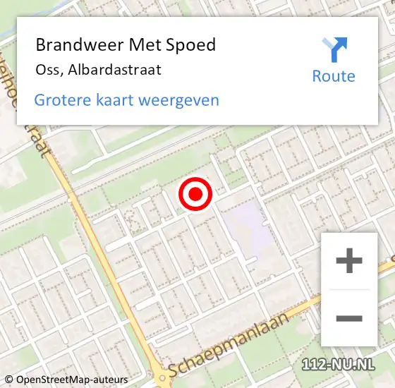 Locatie op kaart van de 112 melding: Brandweer Met Spoed Naar Oss, Albardastraat op 13 februari 2021 11:50