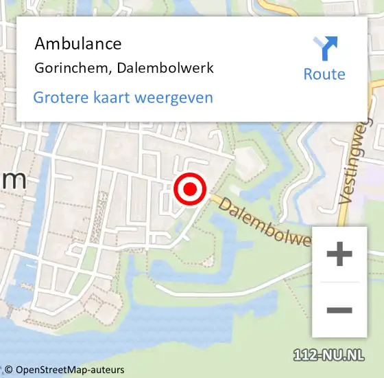 Locatie op kaart van de 112 melding: Ambulance Gorinchem, Dalembolwerk op 13 februari 2021 12:11