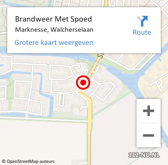 Locatie op kaart van de 112 melding: Brandweer Met Spoed Naar Marknesse, Walcherselaan op 13 februari 2021 12:37