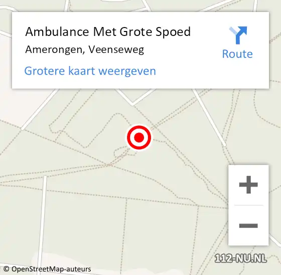 Locatie op kaart van de 112 melding: Ambulance Met Grote Spoed Naar Amerongen, Veenseweg op 13 februari 2021 13:37