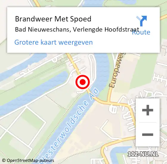 Locatie op kaart van de 112 melding: Brandweer Met Spoed Naar Bad Nieuweschans, Verlengde Hoofdstraat op 13 februari 2021 13:42