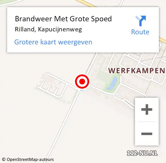 Locatie op kaart van de 112 melding: Brandweer Met Grote Spoed Naar Rilland, Kapucijnenweg op 13 februari 2021 14:19