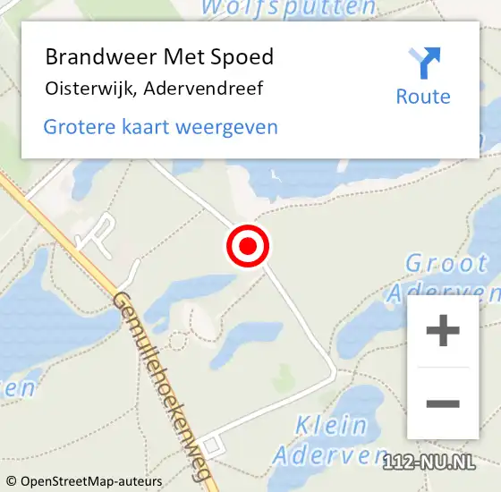 Locatie op kaart van de 112 melding: Brandweer Met Spoed Naar Oisterwijk, Adervendreef op 13 februari 2021 14:35