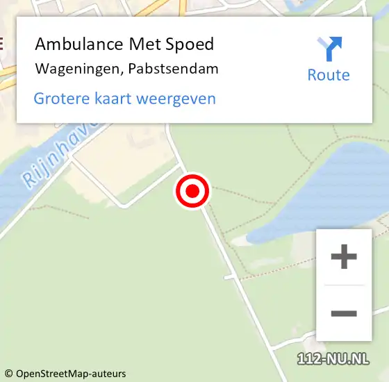 Locatie op kaart van de 112 melding: Ambulance Met Spoed Naar Wageningen, Pabstsendam op 13 februari 2021 14:42