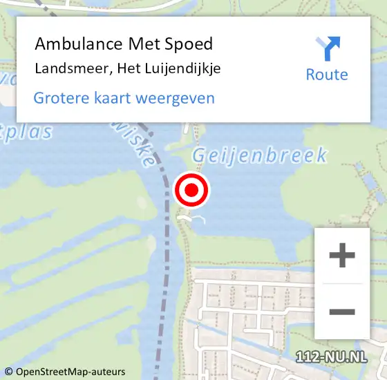 Locatie op kaart van de 112 melding: Ambulance Met Spoed Naar Landsmeer, Het Luijendijkje op 13 februari 2021 14:50