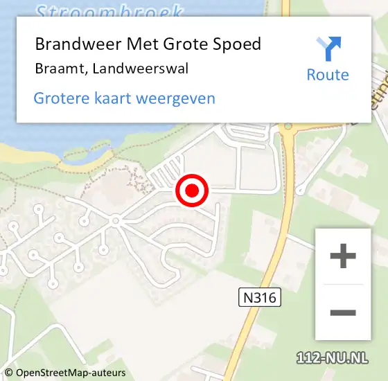 Locatie op kaart van de 112 melding: Brandweer Met Grote Spoed Naar Braamt, Landweerswal op 13 februari 2021 14:52