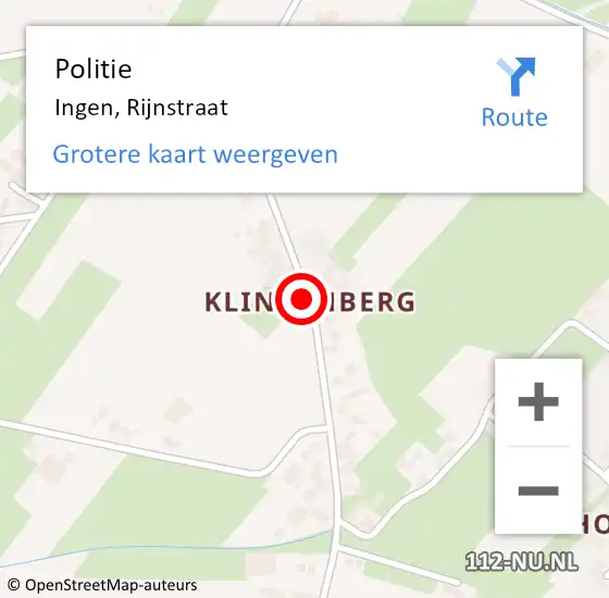 Locatie op kaart van de 112 melding: Politie Ingen, Rijnstraat op 13 februari 2021 15:07