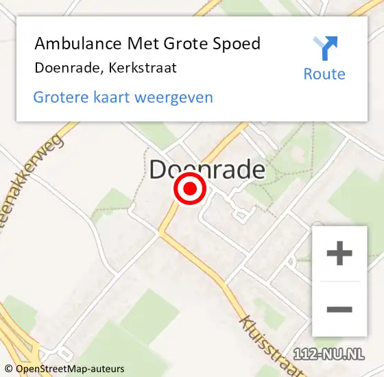 Locatie op kaart van de 112 melding: Ambulance Met Grote Spoed Naar Doenrade, Kerkstraat op 2 juni 2014 06:55