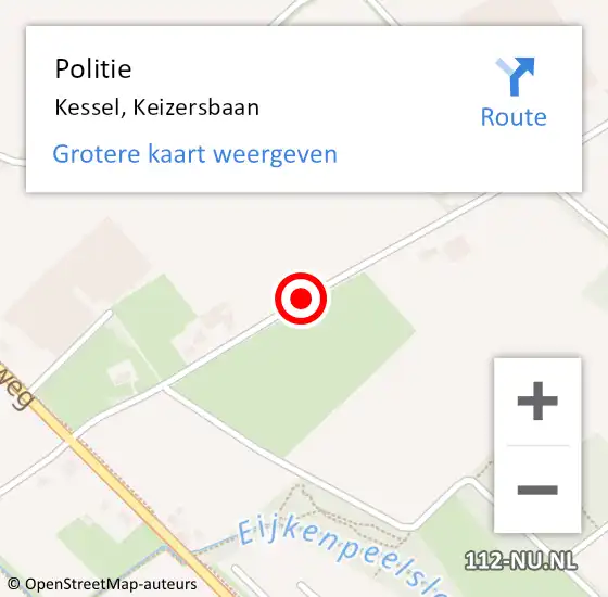 Locatie op kaart van de 112 melding: Politie Kessel, Keizersbaan op 13 februari 2021 15:23