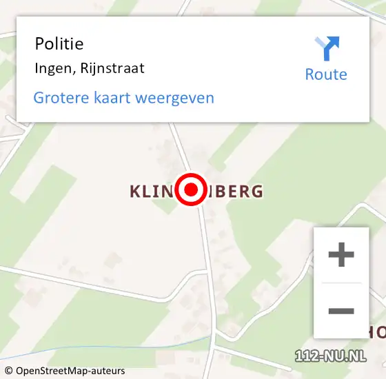 Locatie op kaart van de 112 melding: Politie Ingen, Rijnstraat op 13 februari 2021 15:28