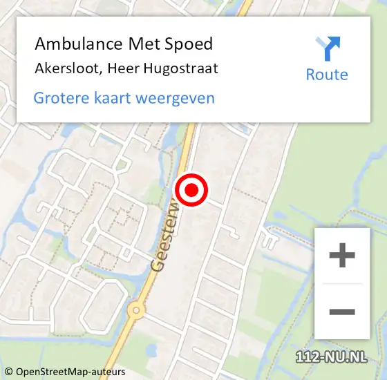 Locatie op kaart van de 112 melding: Ambulance Met Spoed Naar Akersloot, Heer Hugostraat op 13 februari 2021 15:39