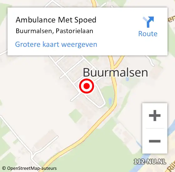 Locatie op kaart van de 112 melding: Ambulance Met Spoed Naar Buurmalsen, Pastorielaan op 13 februari 2021 16:31