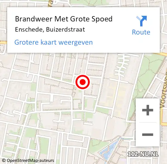 Locatie op kaart van de 112 melding: Brandweer Met Grote Spoed Naar Enschede, Buizerdstraat op 13 februari 2021 16:36