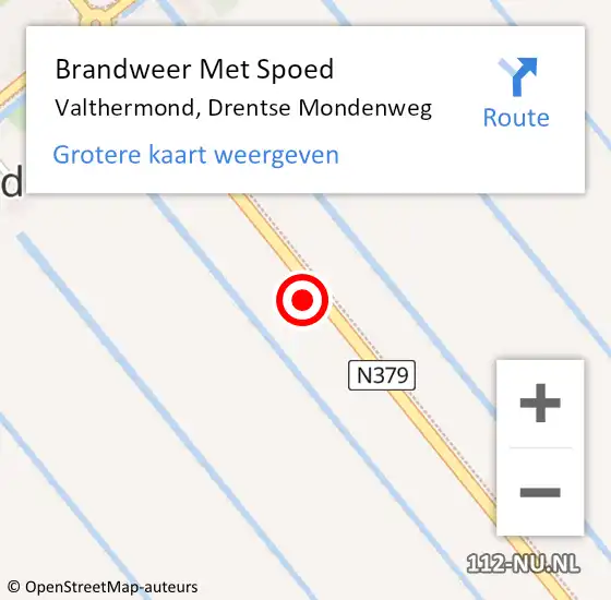 Locatie op kaart van de 112 melding: Brandweer Met Spoed Naar Valthermond, Drentse Mondenweg op 13 februari 2021 17:15