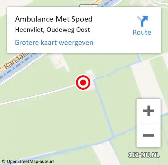 Locatie op kaart van de 112 melding: Ambulance Met Spoed Naar Heenvliet, Oudeweg Oost op 13 februari 2021 17:58