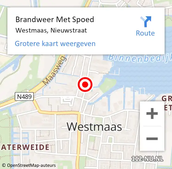 Locatie op kaart van de 112 melding: Brandweer Met Spoed Naar Westmaas, Nieuwstraat op 13 februari 2021 18:10