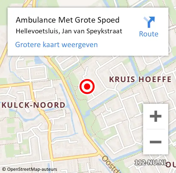 Locatie op kaart van de 112 melding: Ambulance Met Grote Spoed Naar Hellevoetsluis, Jan van Speykstraat op 13 februari 2021 18:41