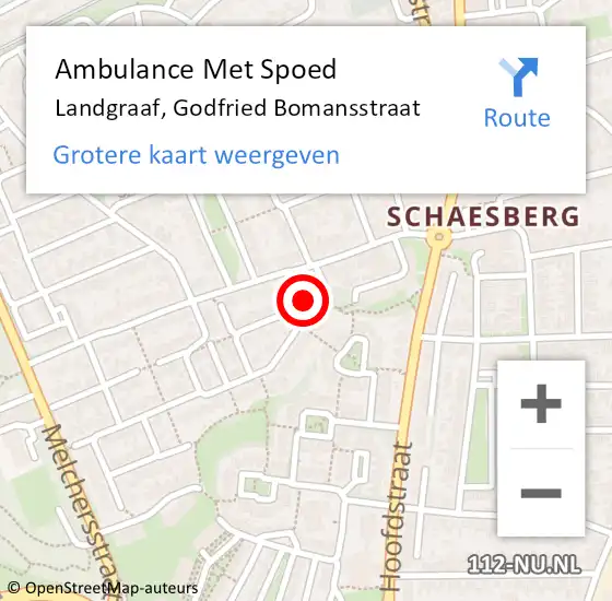 Locatie op kaart van de 112 melding: Ambulance Met Spoed Naar Landgraaf, Godfried Bomansstraat op 2 juni 2014 08:02