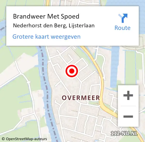 Locatie op kaart van de 112 melding: Brandweer Met Spoed Naar Nederhorst den Berg, Lijsterlaan op 13 februari 2021 22:16