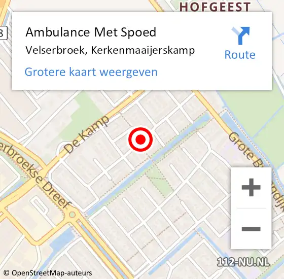 Locatie op kaart van de 112 melding: Ambulance Met Spoed Naar Velserbroek, Kerkenmaaijerskamp op 13 februari 2021 22:59