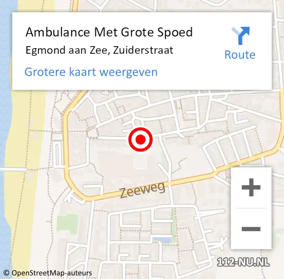 Locatie op kaart van de 112 melding: Ambulance Met Grote Spoed Naar Egmond aan Zee, Zuiderstraat op 14 februari 2021 01:26