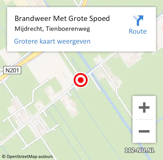 Locatie op kaart van de 112 melding: Brandweer Met Grote Spoed Naar Mijdrecht, Tienboerenweg op 14 februari 2021 02:33