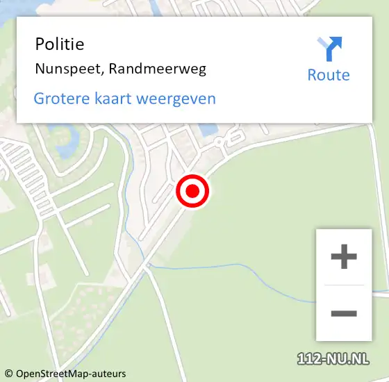 Locatie op kaart van de 112 melding: Politie Nunspeet, Randmeerweg op 14 februari 2021 07:57