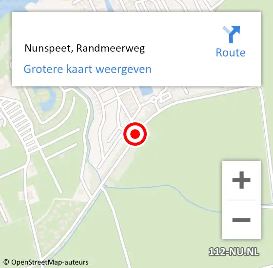 Locatie op kaart van de 112 melding:  Nunspeet, Randmeerweg op 14 februari 2021 08:01