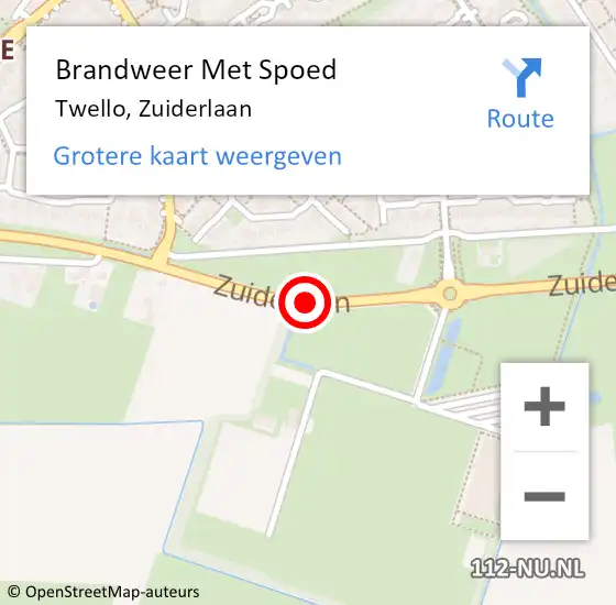 Locatie op kaart van de 112 melding: Brandweer Met Spoed Naar Twello, Zuiderlaan op 14 februari 2021 08:46