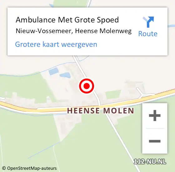 Locatie op kaart van de 112 melding: Ambulance Met Grote Spoed Naar Nieuw-Vossemeer, Heense Molenweg op 2 juni 2014 08:38