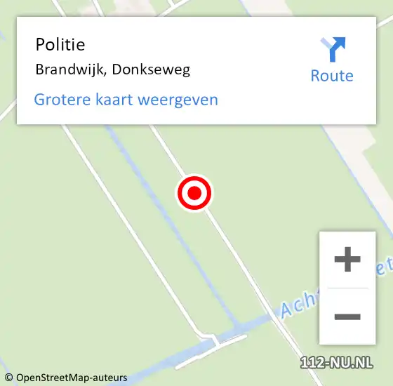 Locatie op kaart van de 112 melding: Politie Brandwijk, Donkseweg op 14 februari 2021 10:21