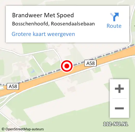 Locatie op kaart van de 112 melding: Brandweer Met Spoed Naar Bosschenhoofd, Roosendaalsebaan op 14 februari 2021 11:18