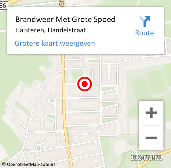 Locatie op kaart van de 112 melding: Brandweer Met Grote Spoed Naar Halsteren, Handelstraat op 14 februari 2021 11:29