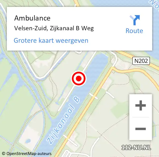 Locatie op kaart van de 112 melding: Ambulance Velsen-Zuid, Zijkanaal B Weg op 14 februari 2021 11:34