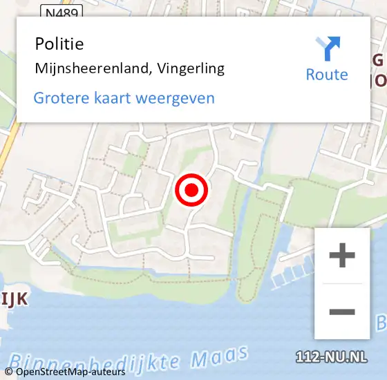 Locatie op kaart van de 112 melding: Politie Mijnsheerenland, Vingerling op 14 februari 2021 12:55