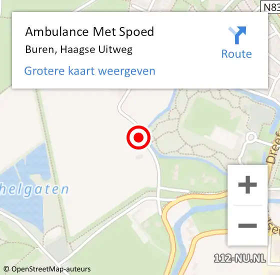 Locatie op kaart van de 112 melding: Ambulance Met Spoed Naar Buren, Haagse Uitweg op 14 februari 2021 13:42