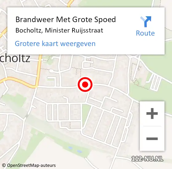 Locatie op kaart van de 112 melding: Brandweer Met Grote Spoed Naar Bocholtz, Minister Ruijsstraat op 14 februari 2021 14:07