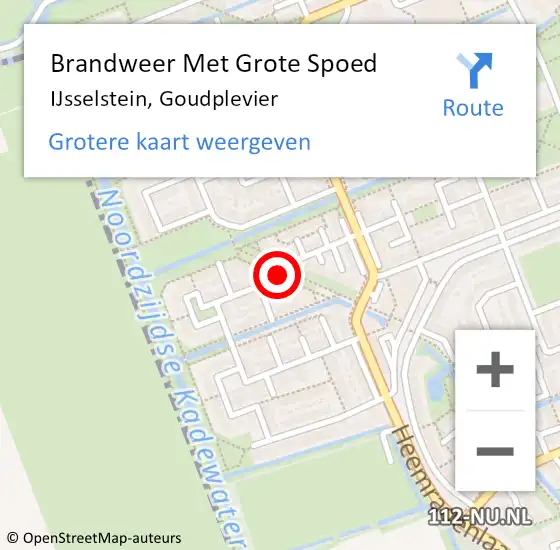 Locatie op kaart van de 112 melding: Brandweer Met Grote Spoed Naar IJsselstein, Goudplevier op 14 februari 2021 16:25