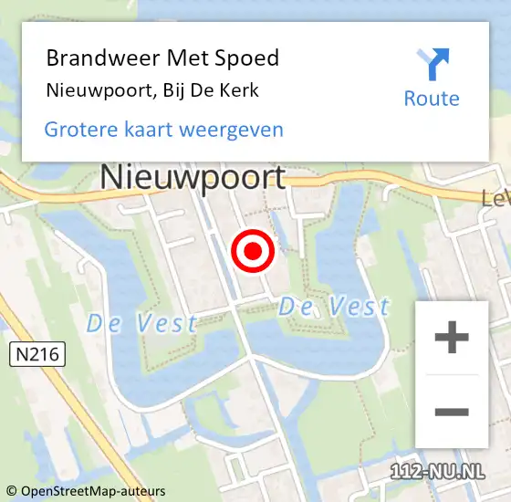 Locatie op kaart van de 112 melding: Brandweer Met Spoed Naar Nieuwpoort, Bij De Kerk op 14 februari 2021 17:34