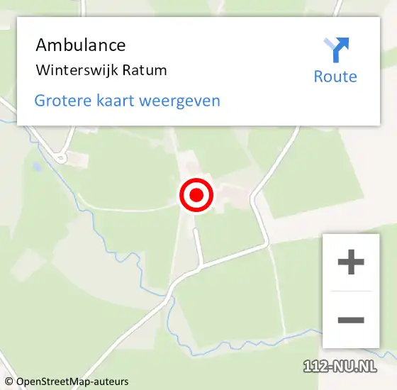 Locatie op kaart van de 112 melding: Ambulance Winterswijk Ratum op 14 februari 2021 17:50