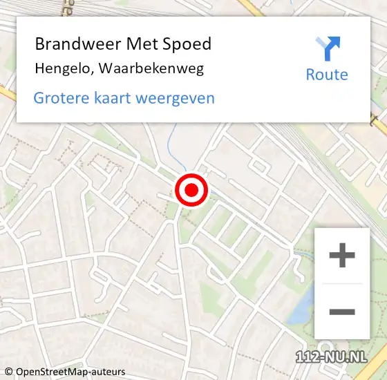 Locatie op kaart van de 112 melding: Brandweer Met Spoed Naar Hengelo, Waarbekenweg op 14 februari 2021 18:22