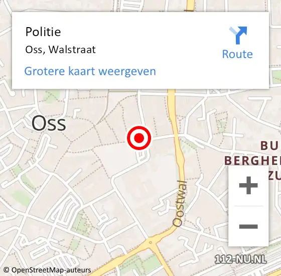 Locatie op kaart van de 112 melding: Politie Oss, Walstraat op 14 februari 2021 18:48