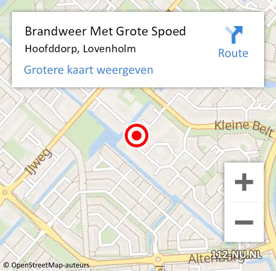 Locatie op kaart van de 112 melding: Brandweer Met Grote Spoed Naar Hoofddorp, Lovenholm op 14 februari 2021 18:48