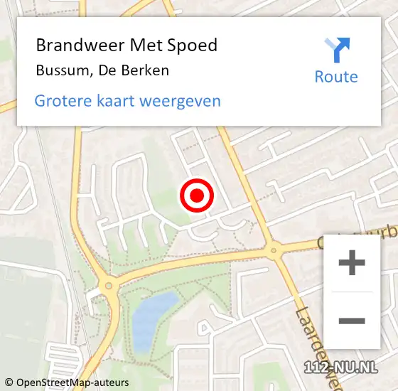 Locatie op kaart van de 112 melding: Brandweer Met Spoed Naar Bussum, De Berken op 14 februari 2021 21:17