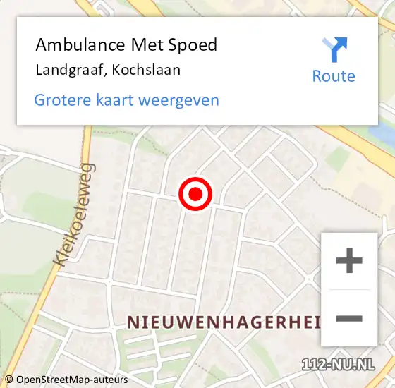 Locatie op kaart van de 112 melding: Ambulance Met Spoed Naar Landgraaf, Kochslaan op 2 juni 2014 09:48