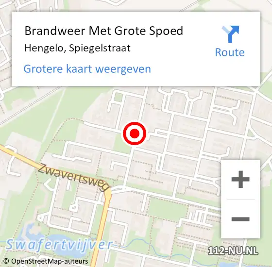 Locatie op kaart van de 112 melding: Brandweer Met Grote Spoed Naar Hengelo, Spiegelstraat op 14 februari 2021 22:09