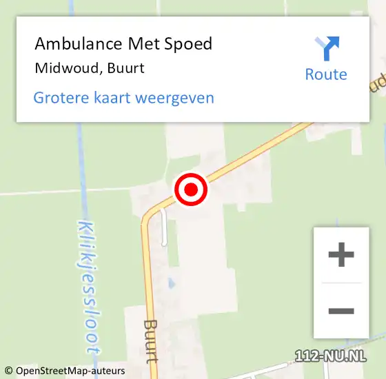 Locatie op kaart van de 112 melding: Ambulance Met Spoed Naar Midwoud, Buurt op 14 februari 2021 23:16