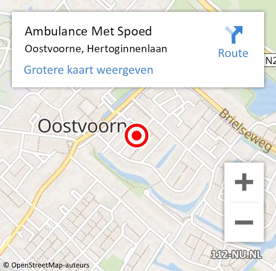 Locatie op kaart van de 112 melding: Ambulance Met Spoed Naar Oostvoorne, Hertoginnenlaan op 15 februari 2021 00:09