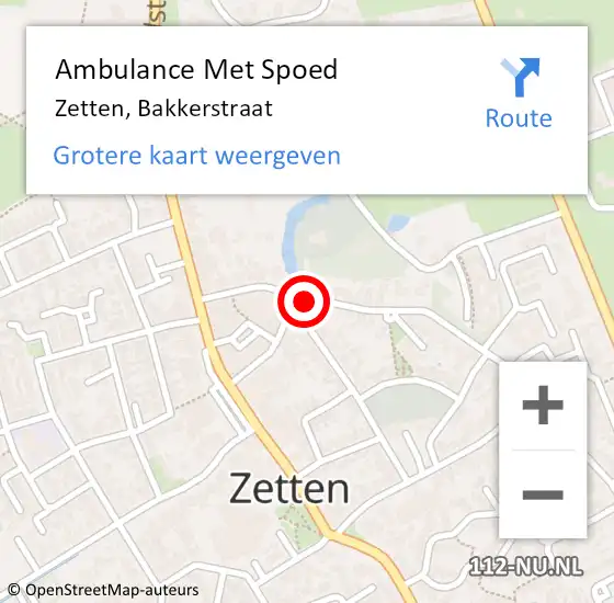 Locatie op kaart van de 112 melding: Ambulance Met Spoed Naar Zetten, Bakkerstraat op 15 februari 2021 03:51