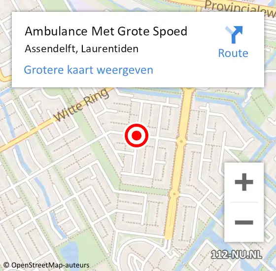 Locatie op kaart van de 112 melding: Ambulance Met Grote Spoed Naar Assendelft, Laurentiden op 15 februari 2021 07:08